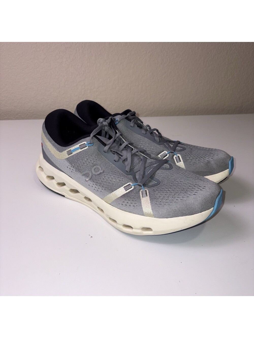 On Cloudsurfer Men’s Size 13 Gray Blue CloudTec Phase Running Shoes Sneakers